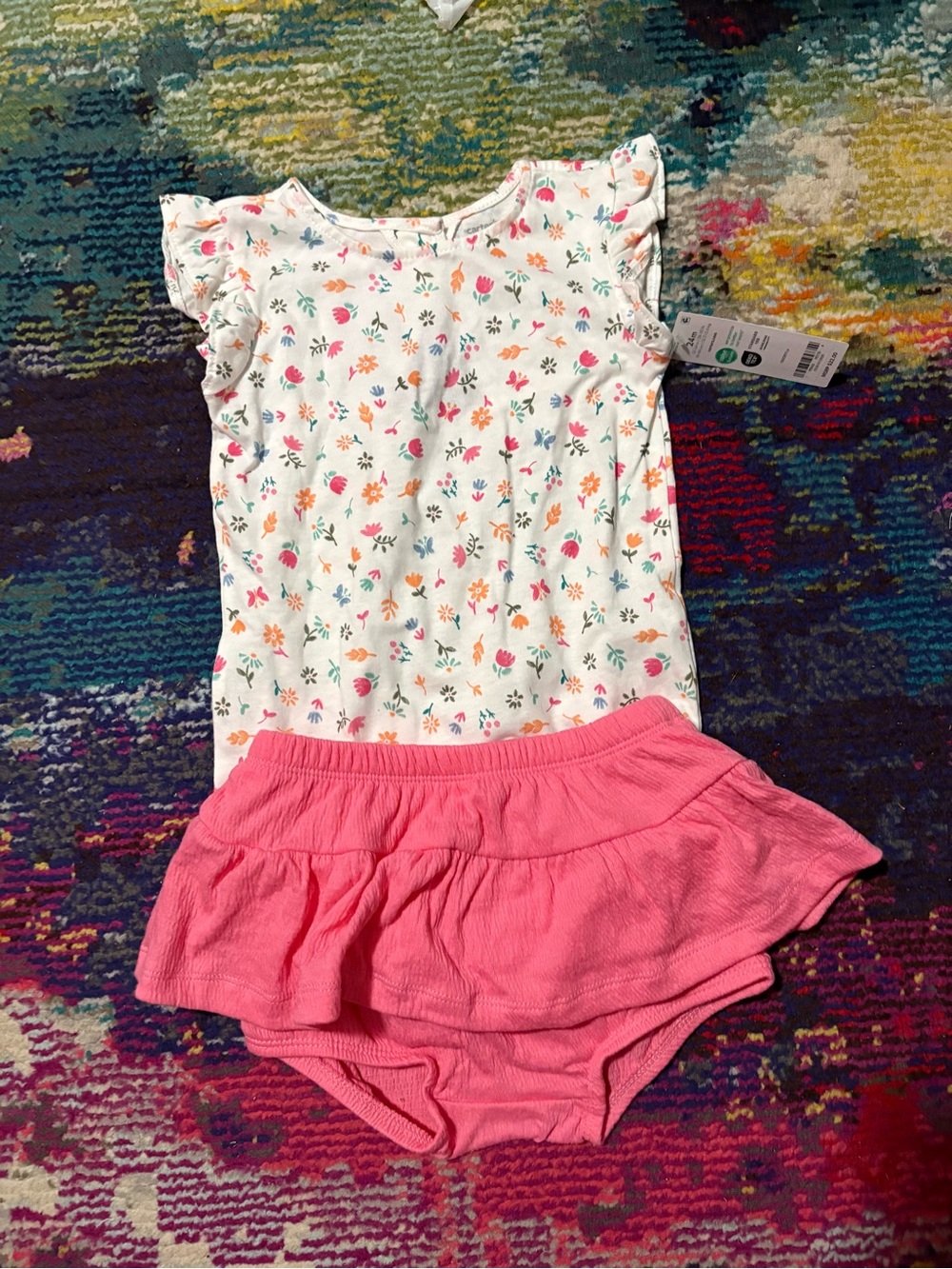 Carter’s Floral Bodysuit & Skirted Diaper Cover Outfit Set 24 Months Carters Flo